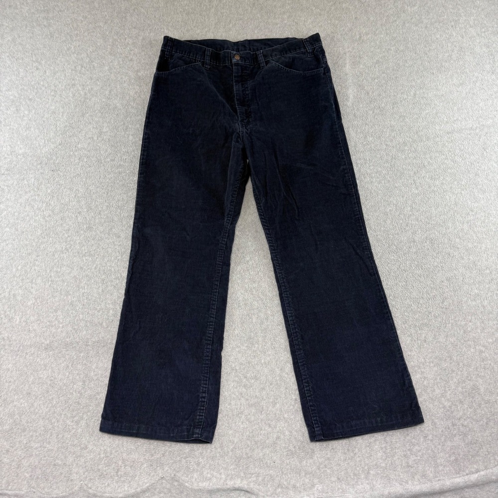 Vintage Montgomery Ward Corduroy Pants Mens 35x29 Navy Blue 70s Made in USA